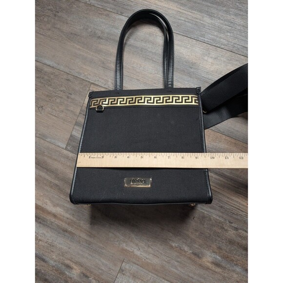 Versace Fragrances Canvas Bag Black Gold Travel Purse Handbag Shoulder Tote - Picture 7 of 8